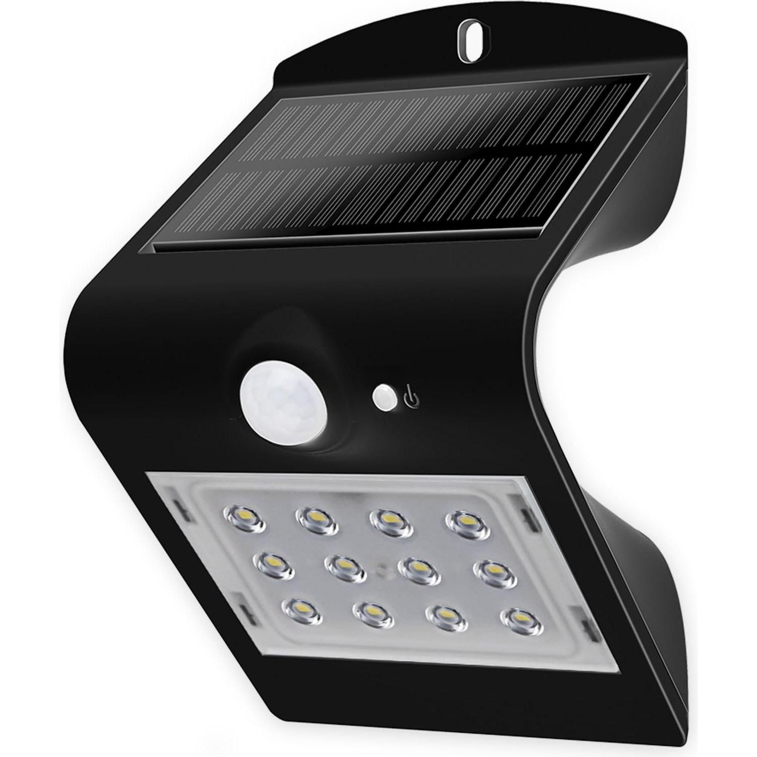Blulaxa, Gartenbeleuchtung, Solar-LED Wandleuchte 48873 mit Sensor, 1,5W, schwarz (IP66)