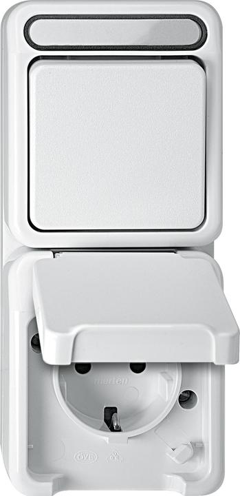 Produktbild Schneider Electric 1 Stück Komplett Schalter/Steckdosen Kombination AQUASTAR Polarweiss 4074998