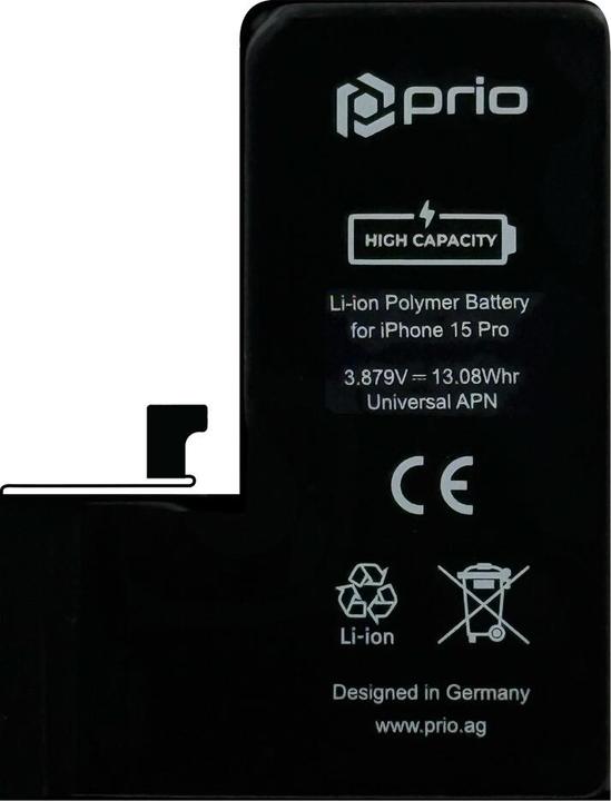 Actual product image prio Hochleistungsakku für iPhone 15 Pro (3370 mAh) - Universeller APN -