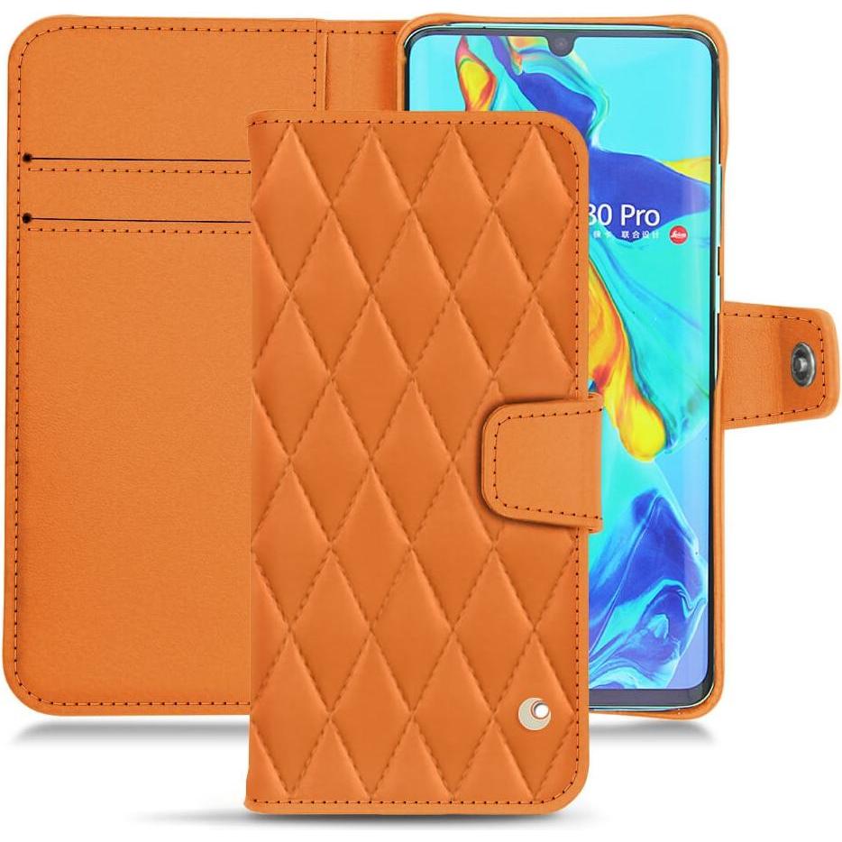 Noreve Lederschutzhülle Wallet (Huawei P30 Pro), Smartphone Hülle, Orange