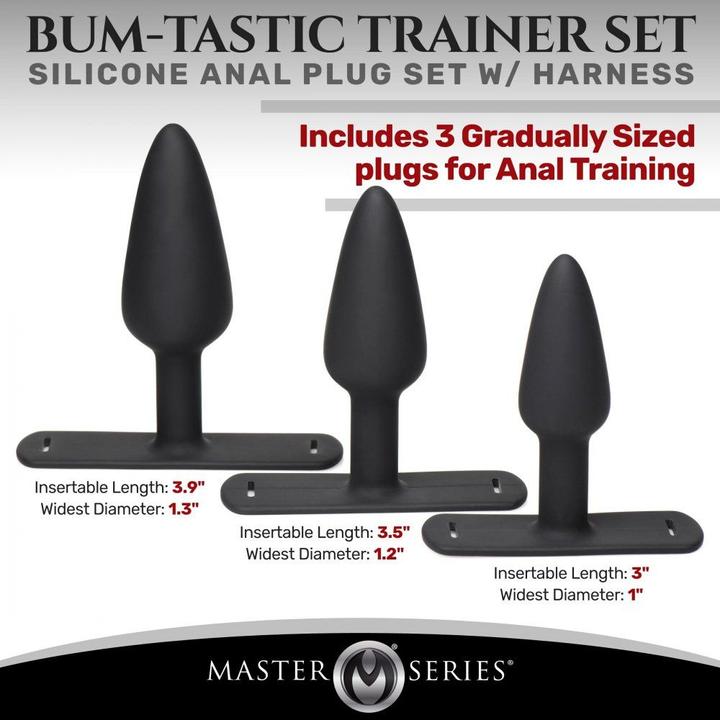 Produktbild Master Series Bum-Tastic Trainer Set Silicone 3 Piece Anal Plug Set with Harness