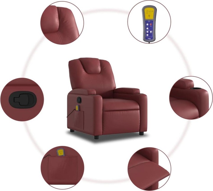 Produktbild VidaXL Massagesessel Weinrot Kunstleder,Farbe: Weinrot,Material