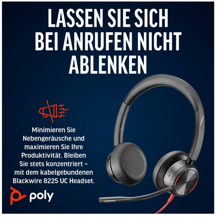 Immagine prodotto Poly Cuffie Blackwire 8225 UC USB-C (Cablato, USB-C)