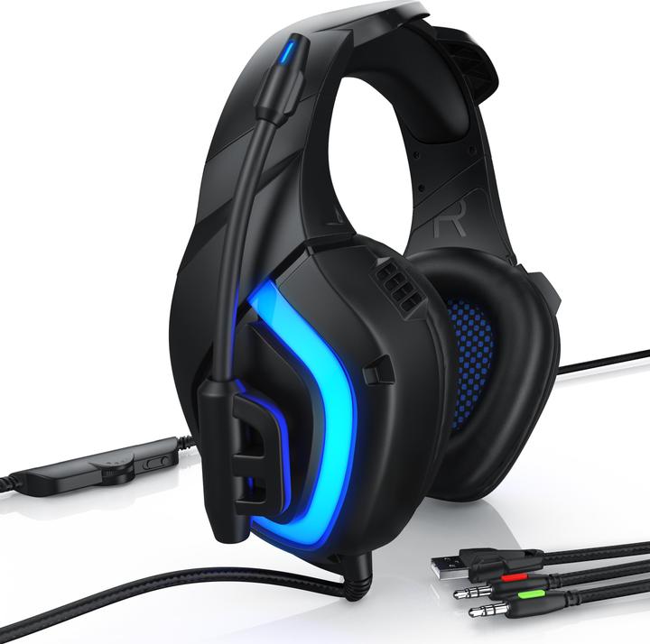 Produktbild CSL Gaming Headset mit Mikrofon, Kopfhörer für Windows/Mac/Linux /PS4/PS4 Pro (Kabelgebunden)