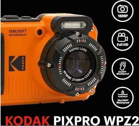 Productafbeelding Kodak Unterwasserkamera WPZ2, orange 4x opt. Zoom, 15m, 16MP