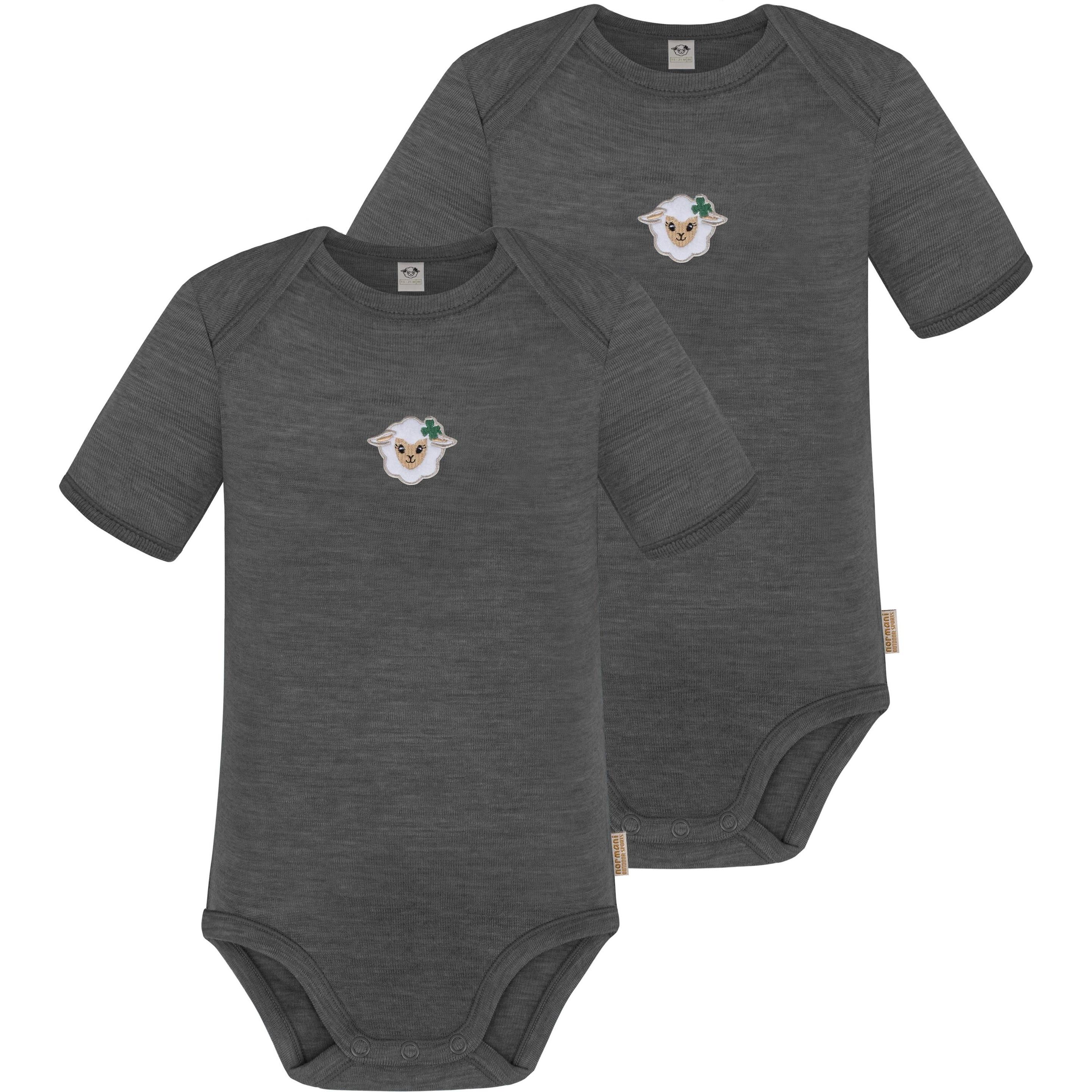 Normani, Herren, Body, 2er Set Baby Merino Body Kurzarm „Tauranga" - 9285, Grau, (68)