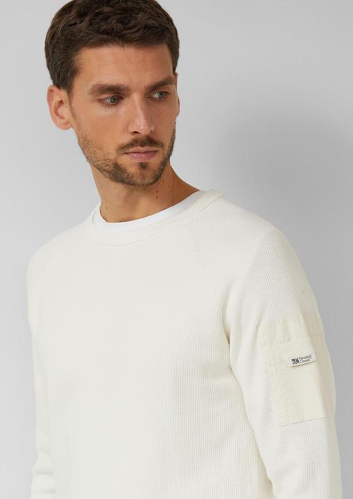 Produktbild s.Oliver Strickpullover Strukturierter Raglanpullover aus Baumwolle mit Ärmeltasche (XL)