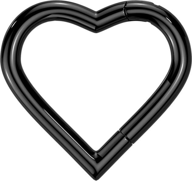 Produktbild Star Piercing Micro Segmentring klappbar schwarz Herz (Titan G23, ohne Messing)