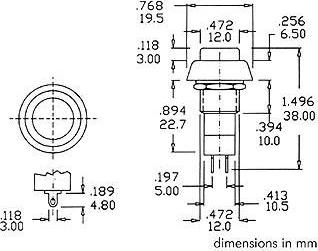 Image du produit Velleman R18-25A Push Switch 1P Off-On Black 1A/125V