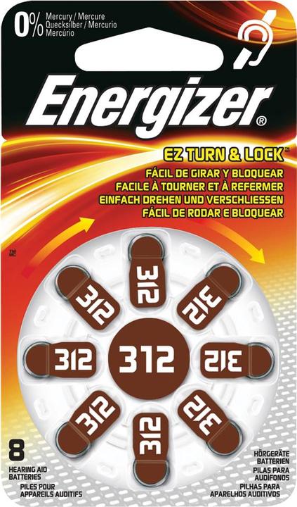 Immagine prodotto Energizer Batteria zinco-aria auditiva 312 8p. (8 pz., A312, 160 mAh)