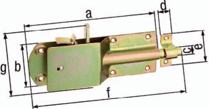 Produktbild GAH Sicherheits-Stallriegel Länge 200 mm Breite 125 mm Stahl galvanisch gelb verzinkt (Möbelriegel, 1 Stk.)