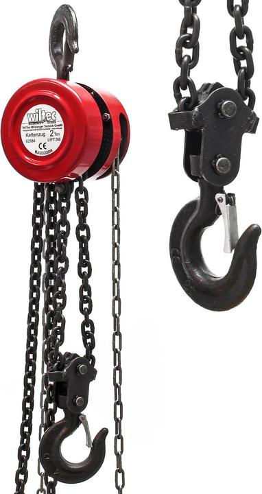 Immagine prodotto Wiltec Palan à chaîne 2t Longueur de chaîne 3m Levage simple de charges Sylviculture Industrie Atelier