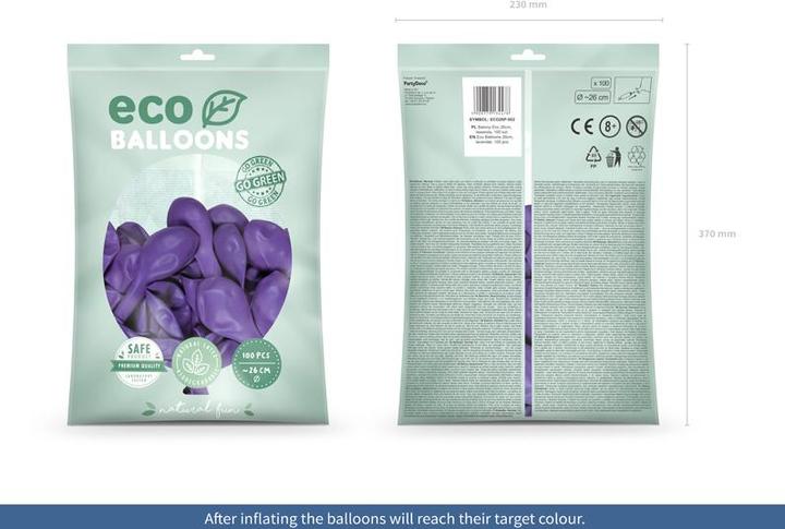 Actual product image Partydeco Eco Balloons 26cm pastel, lavender (1 pkt / 100 pc.) (100x)