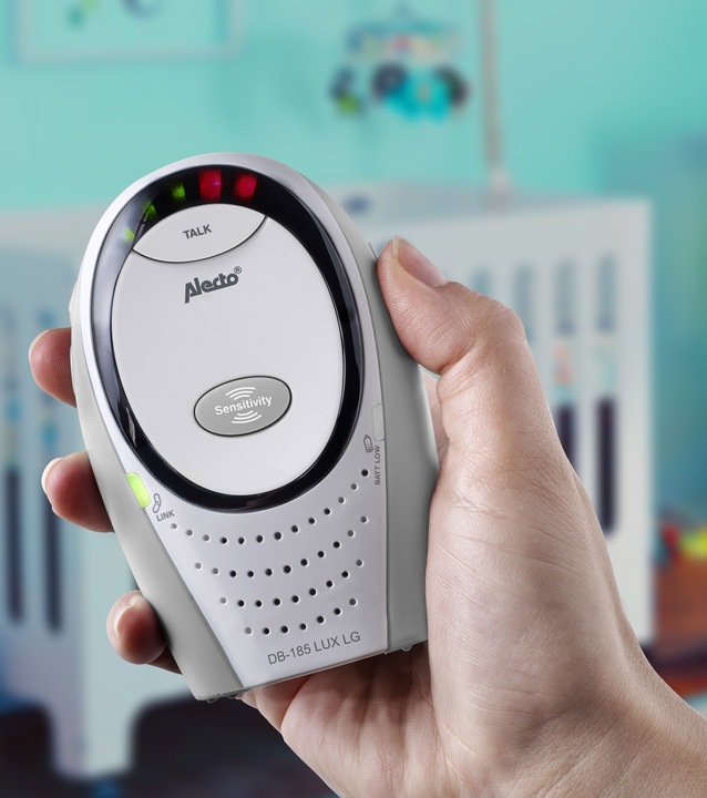 Immagine prodotto Alecto DBX-85GS - Baby monitor DECT con modalità ECO completa, bianco/grigio (Audio del baby monitor, 300 m)