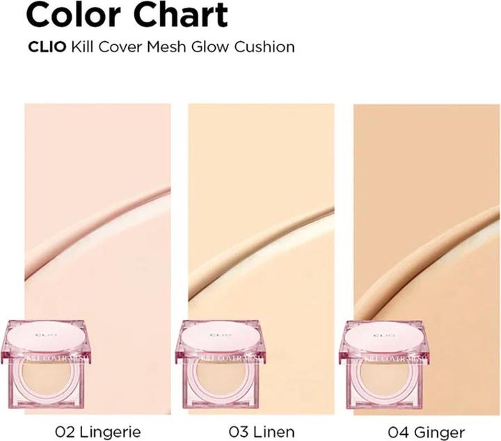 Produktbild Clio Kill Cover Mesh Glow Cushion Set + Refill (04 Ginger, 03 Linen, 02 Lingerie)