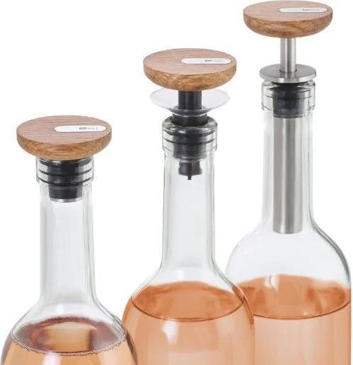 Produktbild AdHoc Flaschenverschluss CasQ, Eichenholz/Edelstahl/Silikon, D: 4,9 cm, H: 3,7 cm