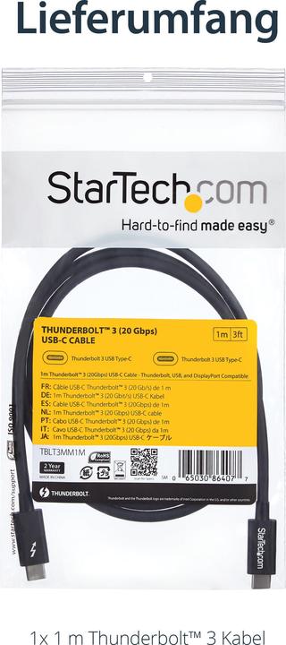 Produktbild StarTech Thunderbolt 3 (1 m, USB 3.2, 100 W)