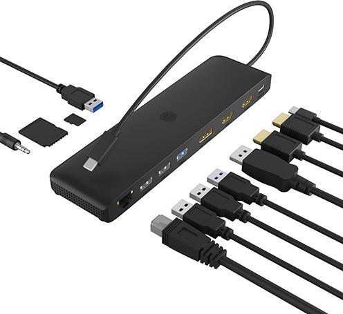 Produktbild Icy Box DockingStation mit 11-in-Anschlüssen dreifacher Videoausgabe,IB-DK2116-C (USB-C, 8 Ports)