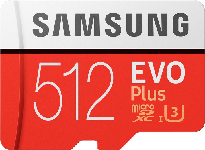 Samsung Evo+ (512 GB, microSDXC, U3, UHS-I)