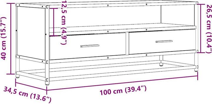 Produktbild VidaXL TV Schrank Lowboard Fernsehschrank Fernsehtisch TV Möbel Sonoma-Eiche (100 x 34.5 x 40 cm)