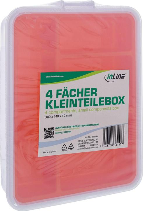 Actual product image InLine Small parts box, 4 compartments, dimensions: 180x140x40mm, orange