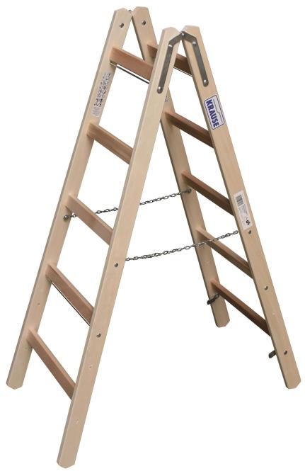 Krause KRAU 170071 Holz Sprossen Stehleiter mit 2x5 Sprossen (Stehleiter, 145 cm)
