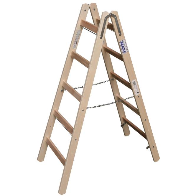 Krause, Leiter + Gerüst, KRAU 170071 Holz Sprossen Stehleiter mit 2x5 Sprossen (Stehleiter, 150 cm)