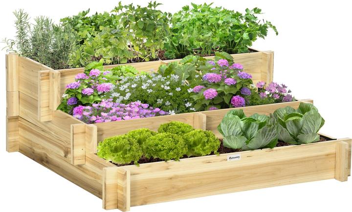 Produktbild Outsunny Stufenbeet mit Holzrahmen