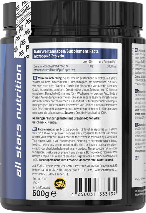 Produktbild All Stars Creatin Monohydrat (1 Stück, Pulver, 500 g)
