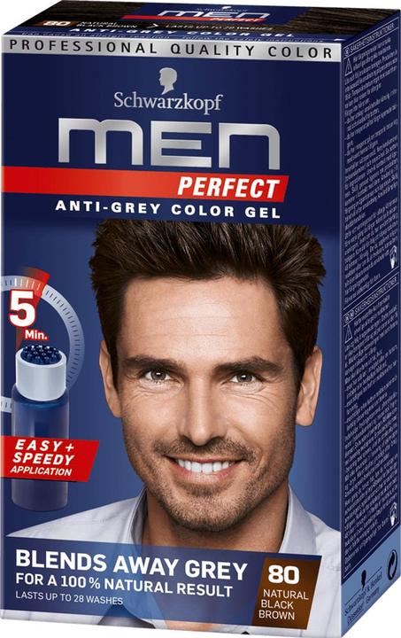 Produktbild Schwarzkopf Men Perfect Anti-Grau Tönungs-Gel (80 Natur Schwarzbraun)