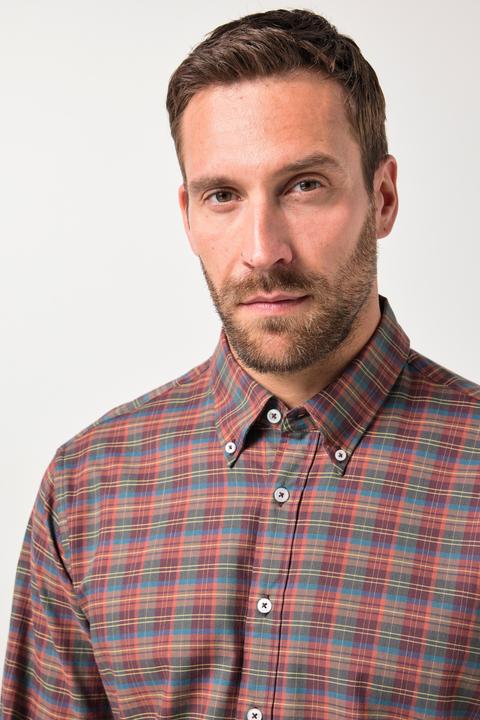Produktbild JP1880 Karohemd, Langarm, Buttondown-Kragen, Modern Fit (6XL)