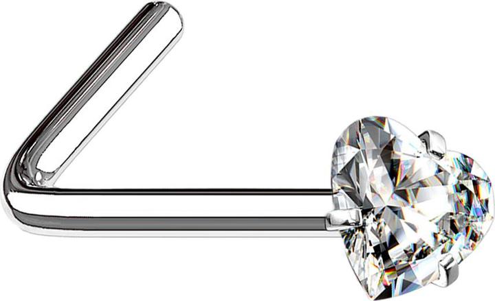 Produktbild Star Piercing Nasenstecker gewinkelt silber Kristallherz silber gefasst (ohne Messing, Chirurgenstahl 316L)