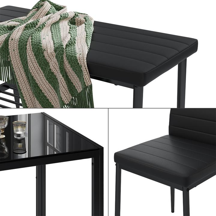 Actual product image Vicco Esstisch-Set Grand, Schwarz, 120 x 70 cm 4-teiliges Set (Glass)