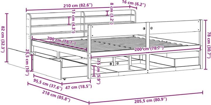 Image du produit vidaXL Bettgestell (200 x 200 cm)
