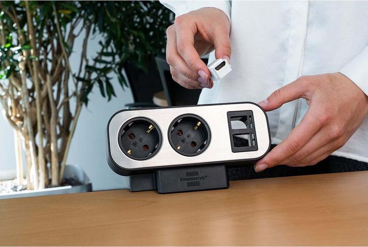 Actual product image Brennenstuhl estilo Duplex desktop socket strip with overvoltage protection, 2x Keystone modules, 9x Sch (9 x, 2 m)