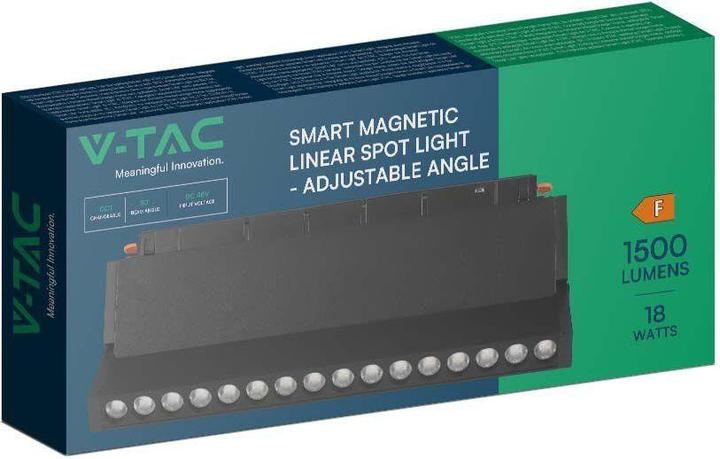 Produktbild V-TAC Schienenleuchte 48V 18W LED SMART WiFi TRACKLIGHT 3in1 Schwarz VT-3618 2700K-6400K 1500lm (1500 lm)