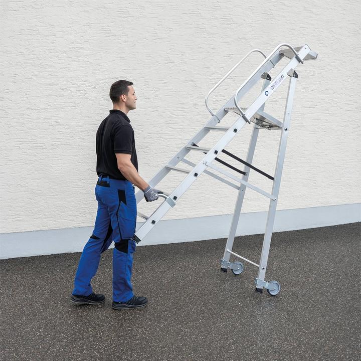 Produktbild Munk Plattformleiter mit Rollen und Griff 6 Stufen mit Ablageschale (Plattformleiter, 130 cm)