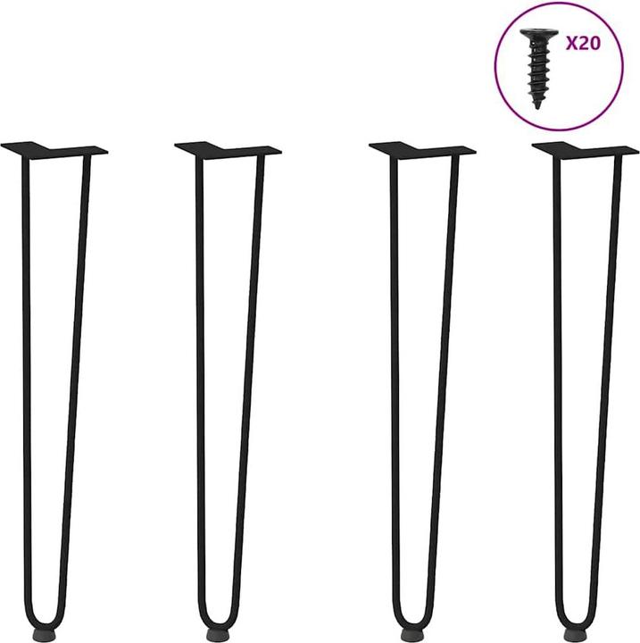 VidaXL Haarnadelbeine 4 Stk. Schwarz 72 cm Massivstahl Hairpin Tischbein