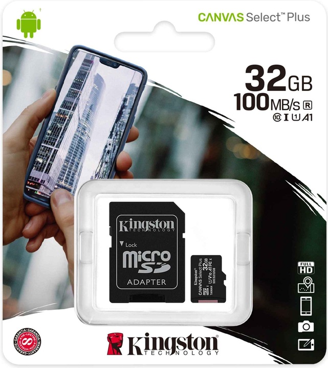 Image du produit Kingston Canvas Select Plus (32 Go, microSDHC, U1, UHS-I)