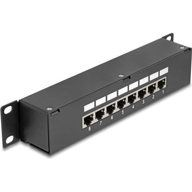 Delock 10" Kupplungs-Patchpanel 8 Port Cat.6, Server Zubehör, Schwarz