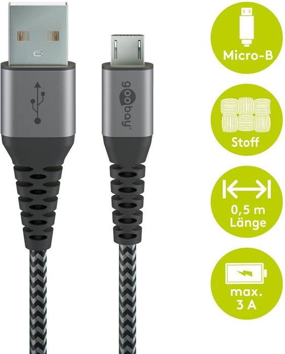 Actual product image Goobay USB A – Micro USB B (0.50 m, USB 2.0)