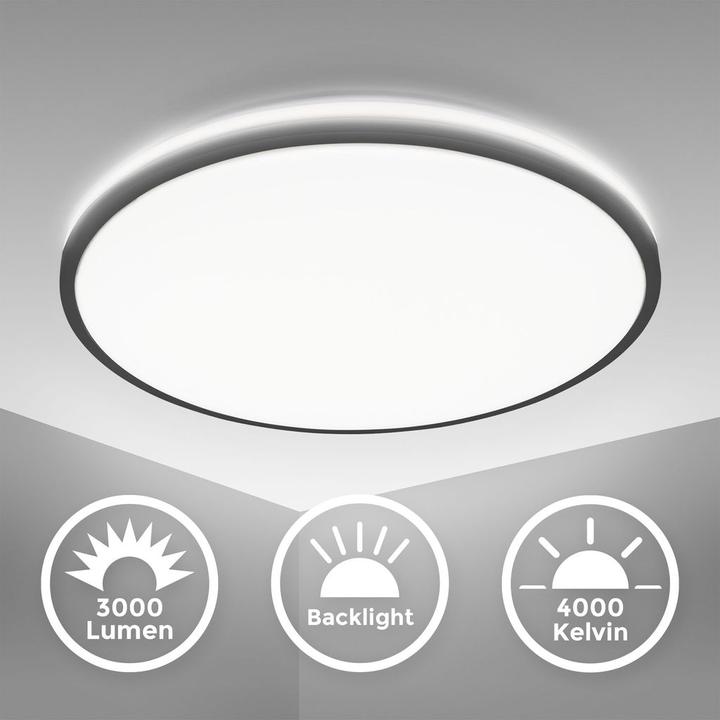 Produktbild B.K.Licht LED Deckenleuchte mit Backlighteffekt, schwarz, 1xLED/24W (3000 lm)