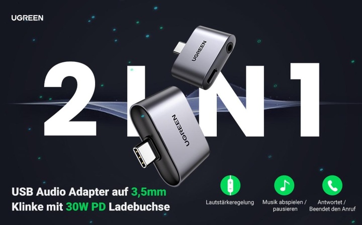 Produktbild Ugreen USB-C zu 3.5mm Audio Adapter mit DAC Chip