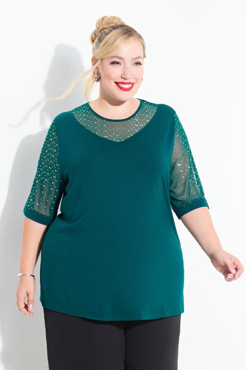 Immagine prodotto Ulla Popken T-shirt classica in mesh con paillettes e fodera in jersey (46, 48)