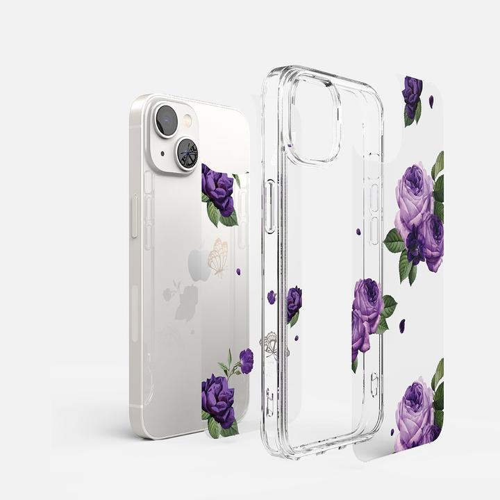 Actual product image Ringke Fusion Design Armored Case Cover with Gel Frame for iPhone 14 Plus transparent (Purple rose) (Apple iPhone 14 Plus)