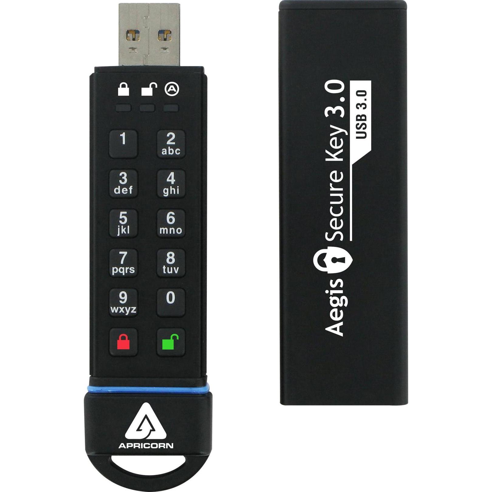 Apricorn SecureKey (240 GB, USB-A, USB 3.0), USB Stick, Schwarz