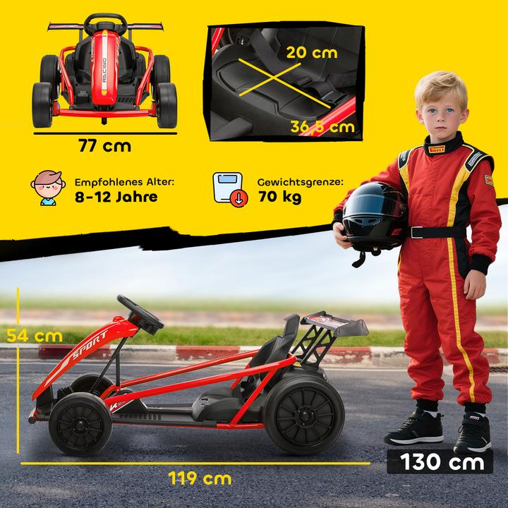 Produktbild Aiyaplay Kinder Elektro Gokart Kunststoff, Metall Rot