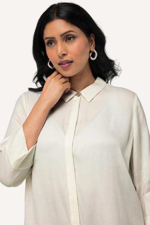 Produktbild Ulla Popken Bluse, Cupromix, Boxy, Hemdkragen, 3/4-Arm (50, 52)