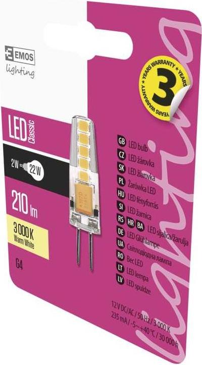 Immagine prodotto Emos Lampada LED JC classica / G4 / 1,9 W (21 W) / 200 lm / Bianco caldo (G4, 200 lm, 1 x)