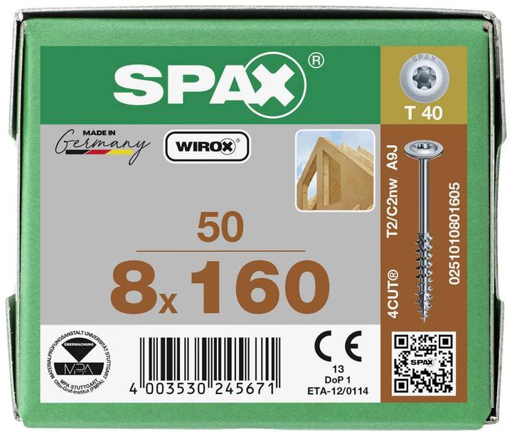 Produktbild Spax Tellerkopf T-Star Plus T40 Teilgewinde 4cut Wirox (50 Schrauben pro Stück)